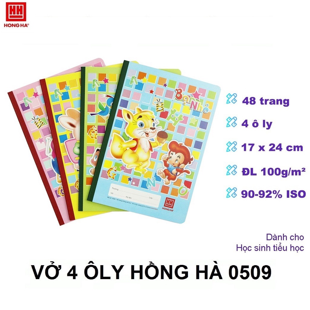 Vở ô li 48T Hồng Hà 0509 Pokemon/ Bạn nhỏ Plus