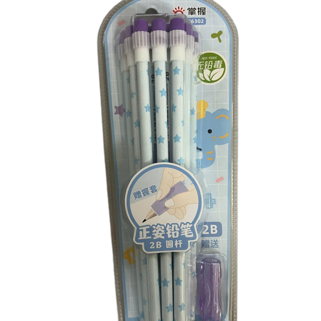 Set 12 bút chì thân tròn kèm cầm bút GQP 76302